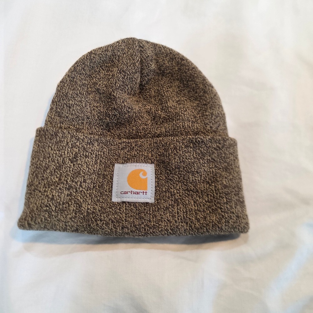 Carhartt Watch Hat Beanie Unisex OSFA Dark Brown Heather Excellent A18 Knit Logo
